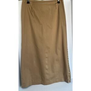 Nancy Bolen City Girl Tan Side Slit with Grommets Pencil Skirt Size 16